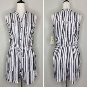 NWT Kelly Renee Linen Blend Women’s Striped Romper, Sz Medium